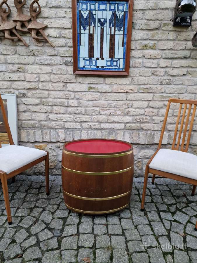 Vintažinis mid century ąžuolinis staliukas/baras - nuotraukos Nr. 18