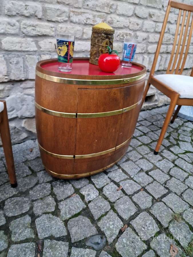 Vintažinis mid century ąžuolinis staliukas/baras - nuotraukos Nr. 19