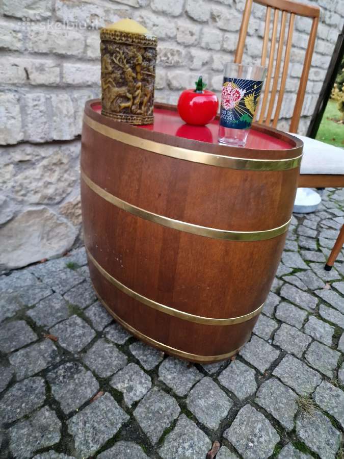 Vintažinis mid century ąžuolinis staliukas/baras - nuotraukos Nr. 21