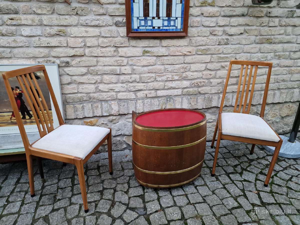 Vintažinis mid century ąžuolinis staliukas/baras - nuotraukos Nr. 29