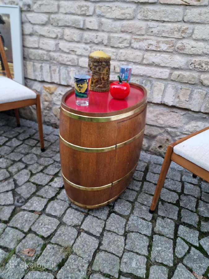 Vintažinis mid century ąžuolinis staliukas/baras - nuotraukos Nr. 33