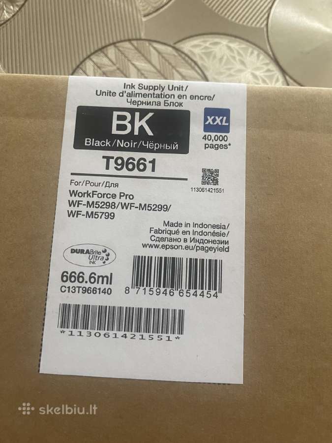 Dažų kasetė Epson T9661 Black