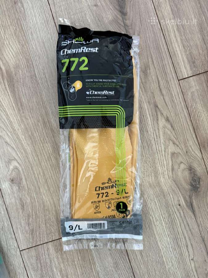 Saugos pirštinės su elastinga sandariklio juosta