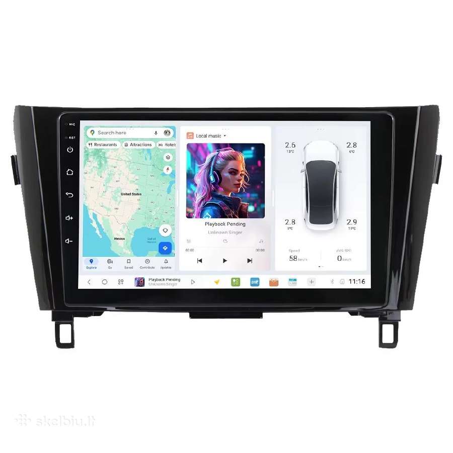 Nissan X Trail 2 T31 2007-2017 android multimedija - nuotraukos Nr. 2