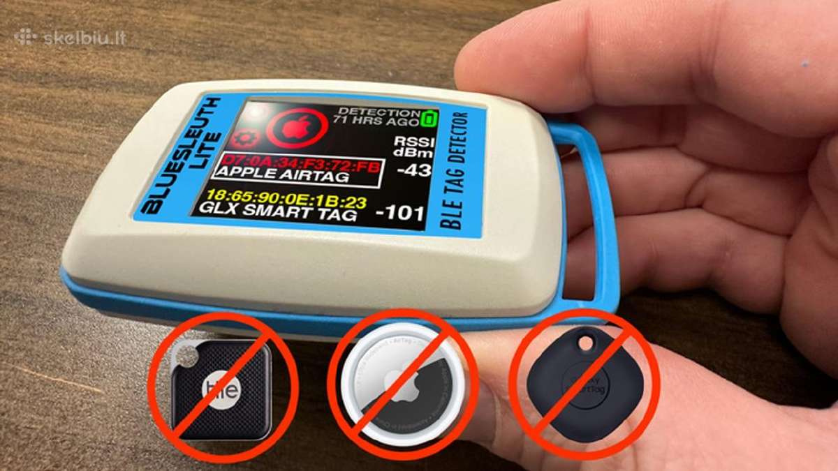 Airtag Bluetooth GPS sekikliu detektorius