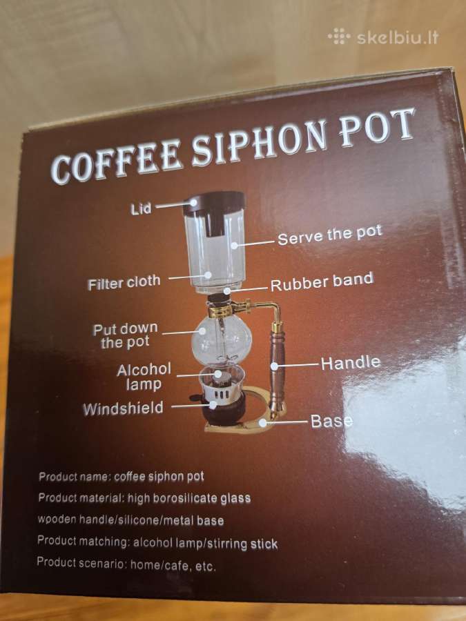 Stiklinis sifoninis kavos virimo aparatas, naujas - nuotraukos Nr. 5