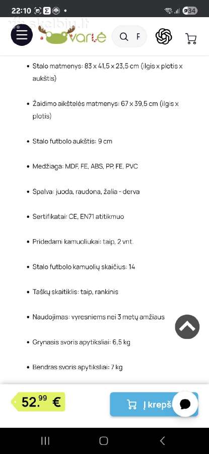 Futbolo stalas - nuotraukos Nr. 8