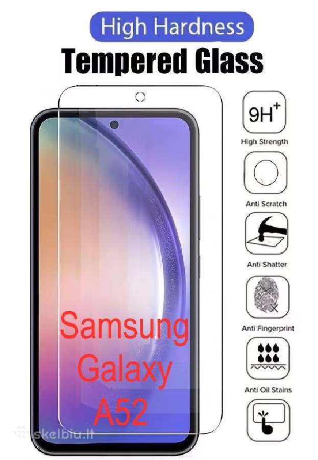 Samsung Galaxy A52 grūdintas ekrano stiklas 9h