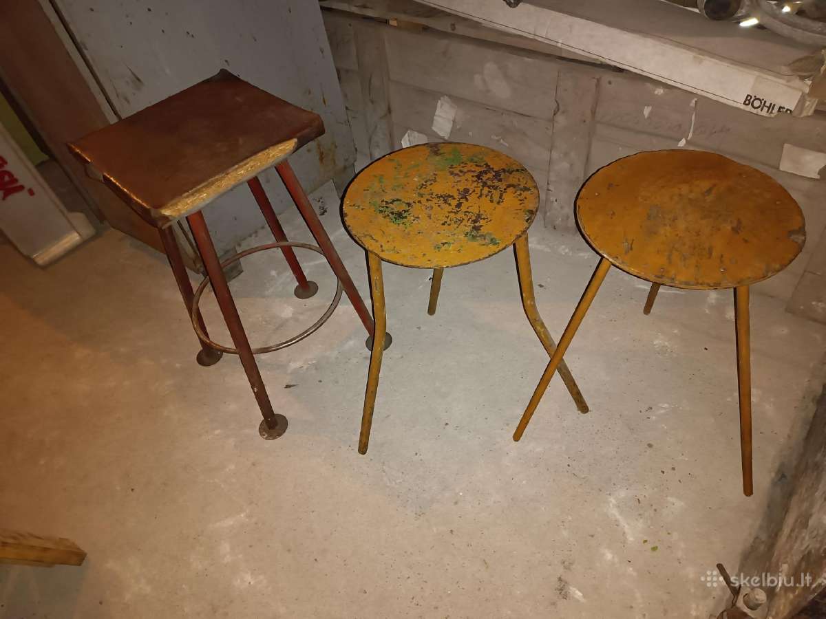 3 vnt. industrinio stiliaus kėdės/staliukai - nuotraukos Nr. 3