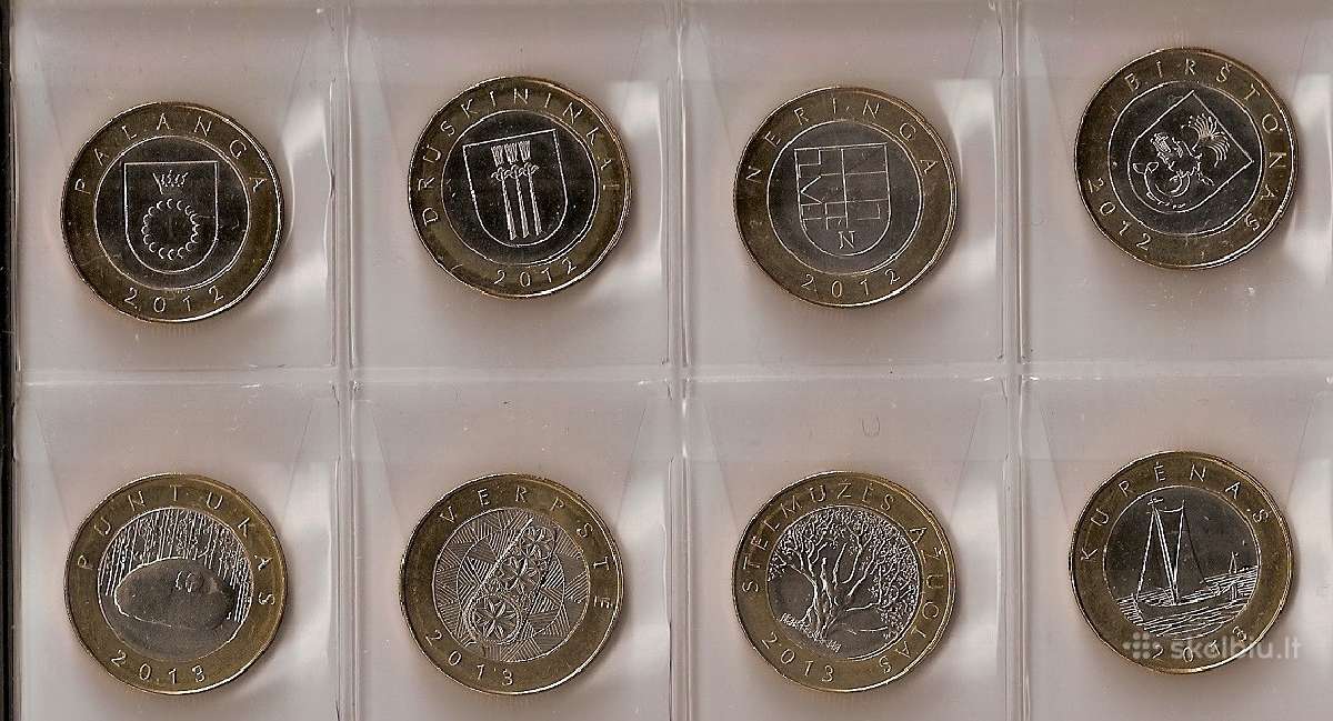 2012-2013m.2lt proginės monetos 8vnt.unc