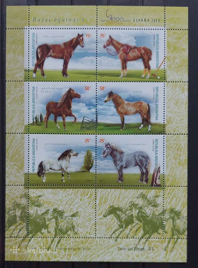 Argentina 2000 Arkliai , švarūs,lapelis, Michel 26