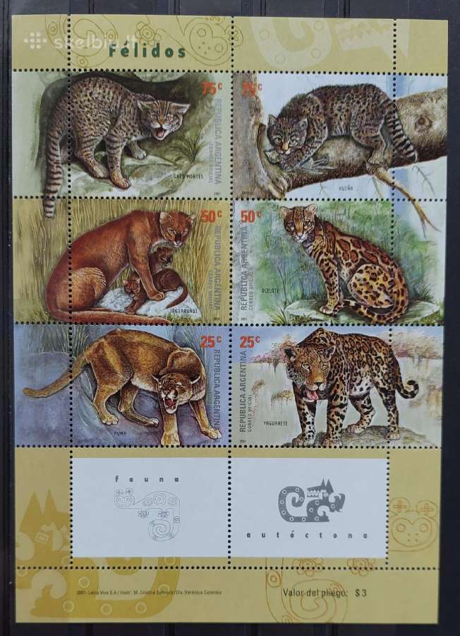 Argentina 2001 Gyvūnai , švarūs,lapelis, Michel 26