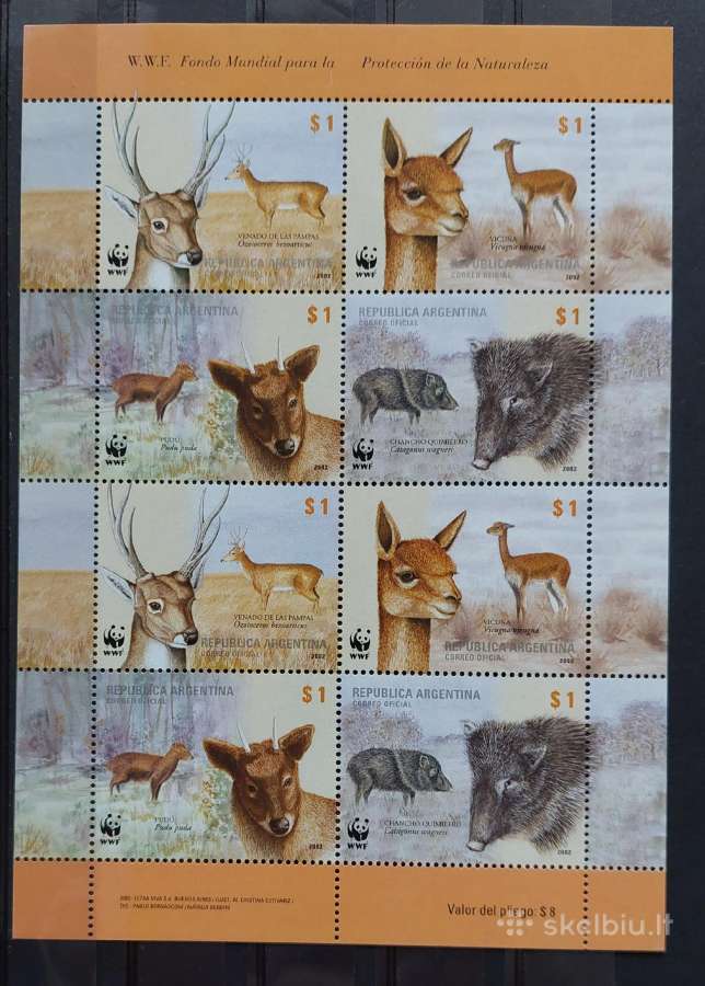 Argentina 2002 Wwf gyvūnai , švarūs,lapelis, Miche