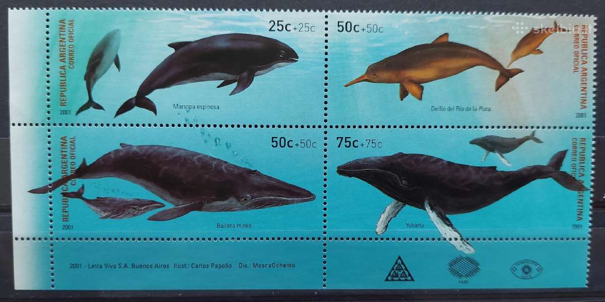 Argentina 2001 banginiai, švarūs, Michel 2678-2681