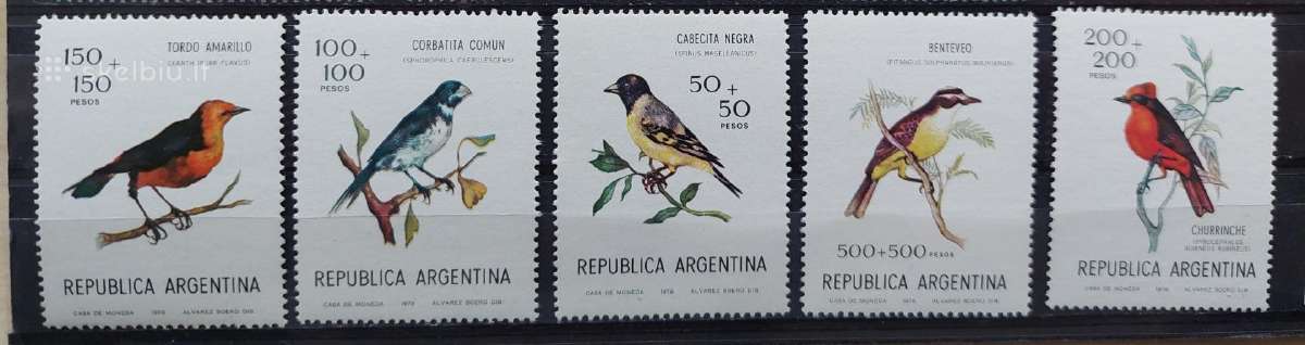 Argentina 1978 paukščiai, švarūs, Michel 1347-1351