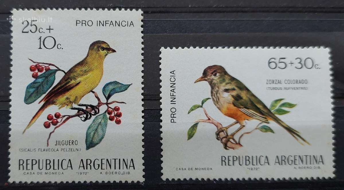 Argentina 1972 paukščiai, švarūs, Michel 1119-1120