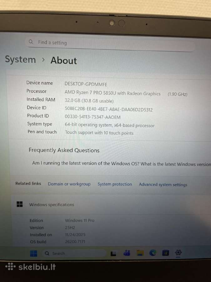 Lenovo Thinkpad T14s Gen2 R7p5850u 512gb SSD 32gb - nuotraukos Nr. 8