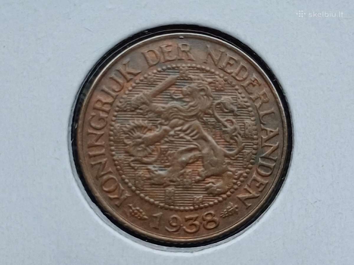 1 centas 1938m. Nyderlandai - nuotraukos Nr. 2