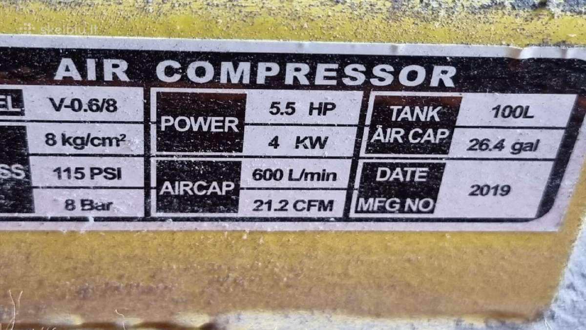 Kompresorius Strom 100ltr 4kw trifazis 600l/min - nuotraukos Nr. 2