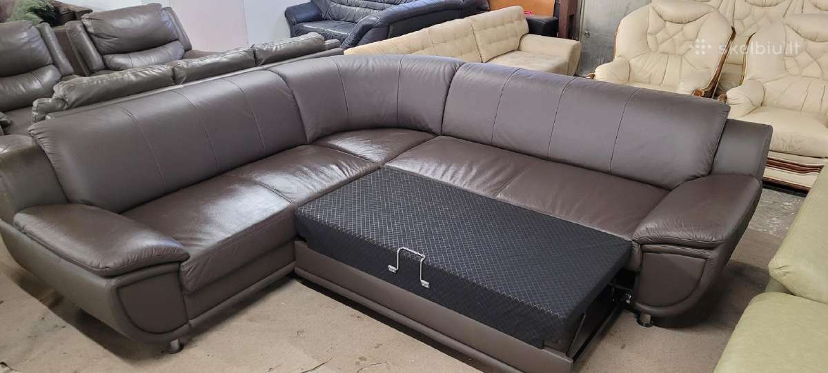 Odiniai Baldai kampas sofa lova komplektas