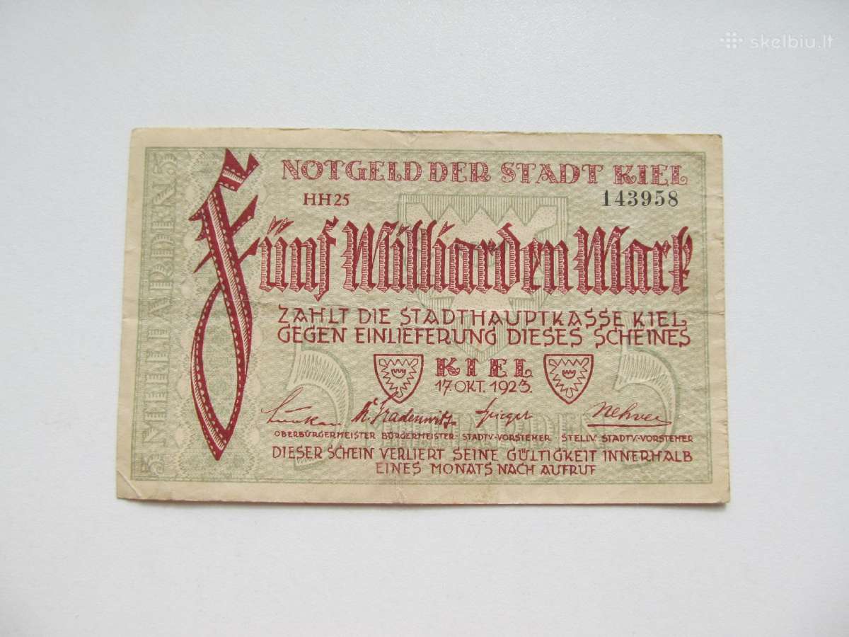 5 milijardai markiu , Kiel Vokietija , 1923