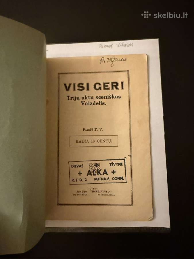 Visi geri. Trijų aktų sceniškas Vaizdelis 1916 m. - nuotraukos Nr. 2