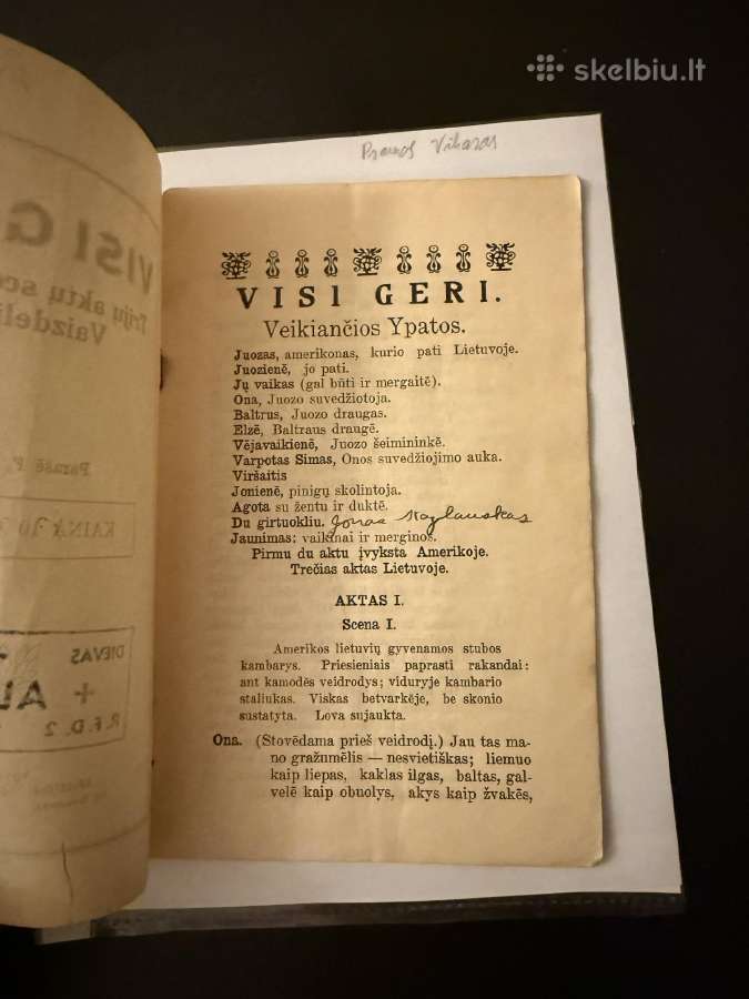 Visi geri. Trijų aktų sceniškas Vaizdelis 1916 m. - nuotraukos Nr. 3