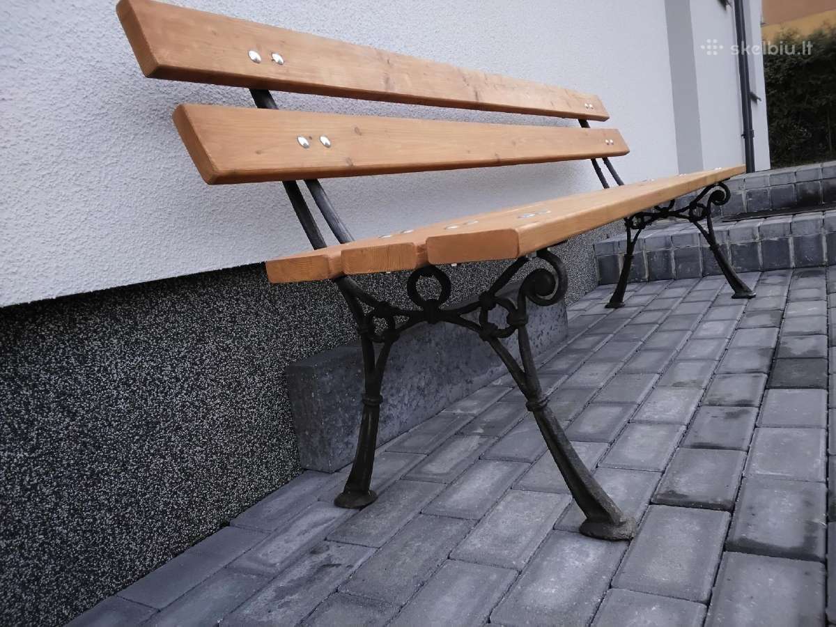 Lauko suolas maumedinis, ąžuolinis. - nuotraukos Nr. 4