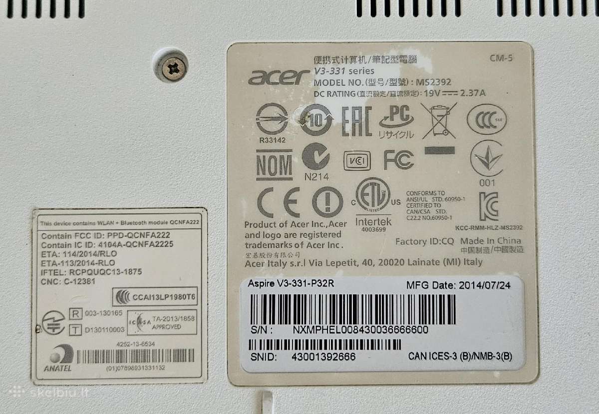 Kompiuteris Nešiojamas Acer Aspire V3-331-p32r - nuotraukos Nr. 9