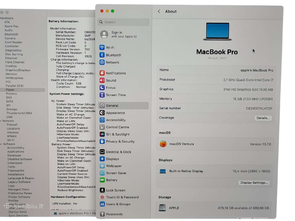 MacBook Pro 15 TB 2017 Quad-core I7 16/512gb - nuotraukos Nr. 5