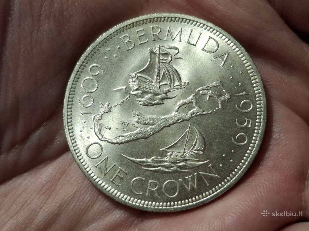 Bermuda 1 crown 1959 sidabras proginė