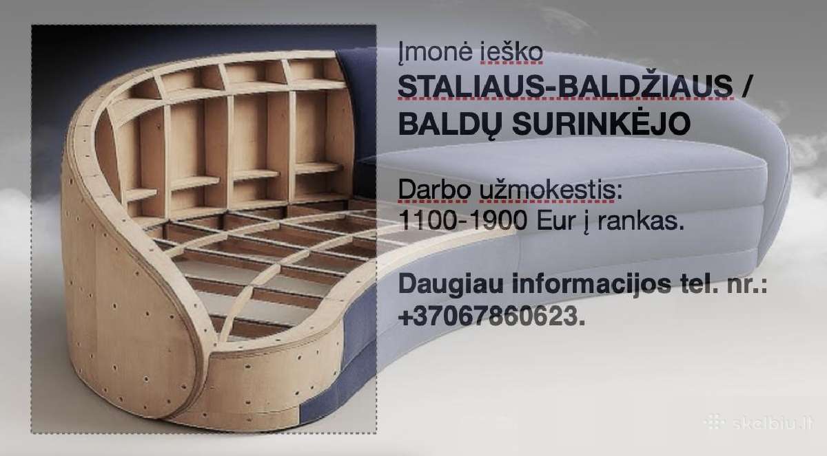 Ieškomas stalius, baldų surinkėjas, montuotojas.