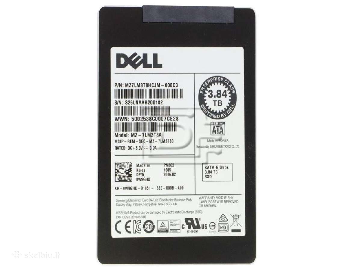 Dell 9y3hd Samsung Pm863a Mz-7lm3t8b 3,84tb SSD