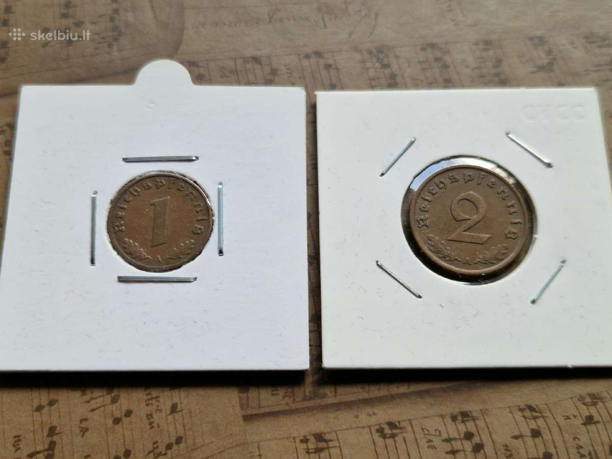 1 ir 2 reichspfennig 1937 1938 Vokietija