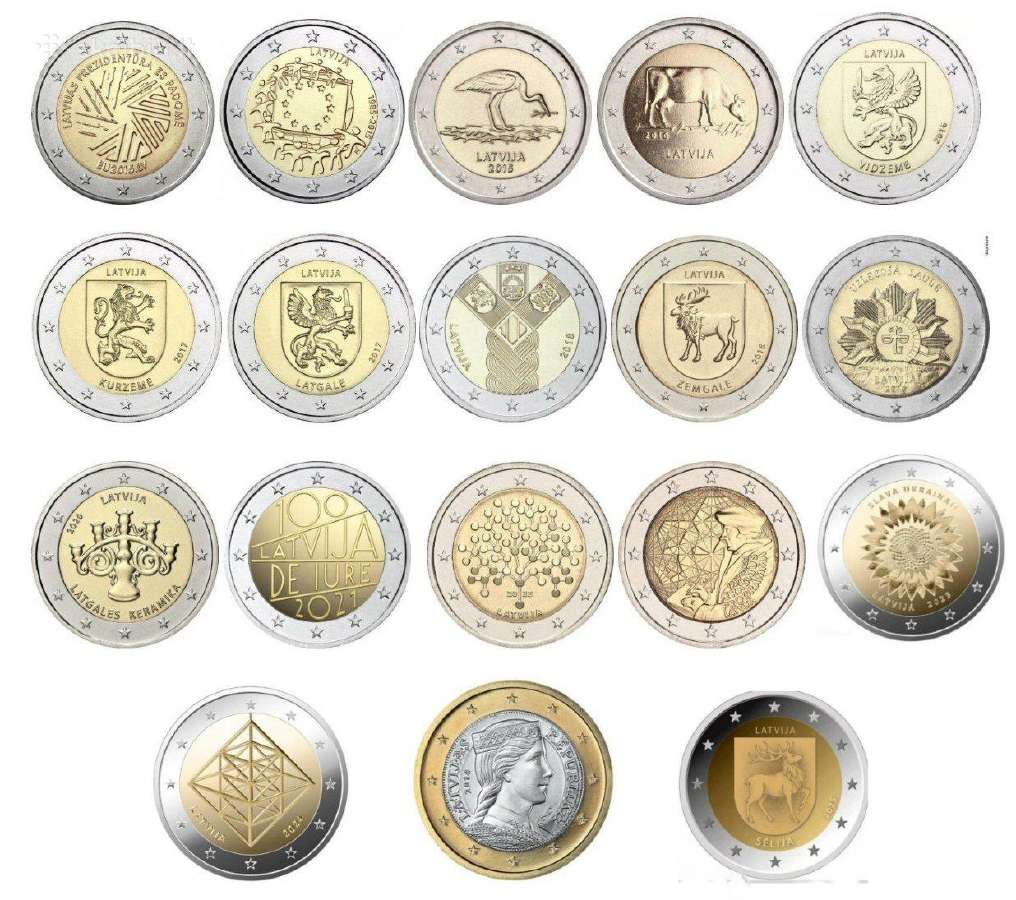 Latvijos proginės 2 eurų monetos (Unc)