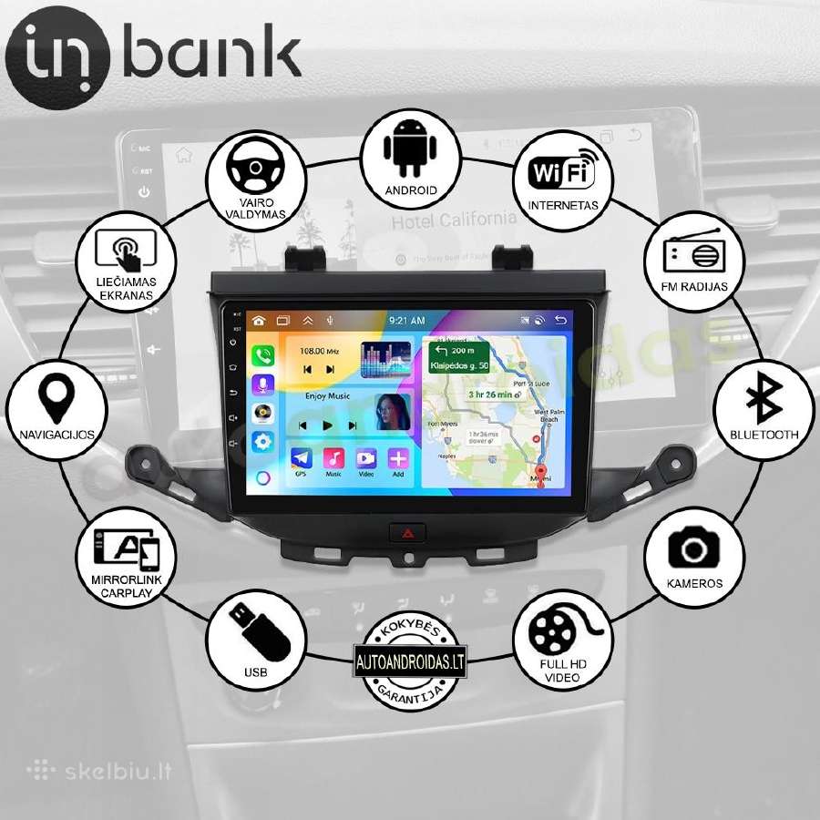 Opel Astra K 2015-20 Android multimedija Carplay - nuotraukos Nr. 2
