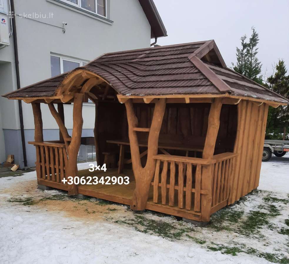 Pavėsinė, medinė šulinio apdaila - nuotraukos Nr. 6