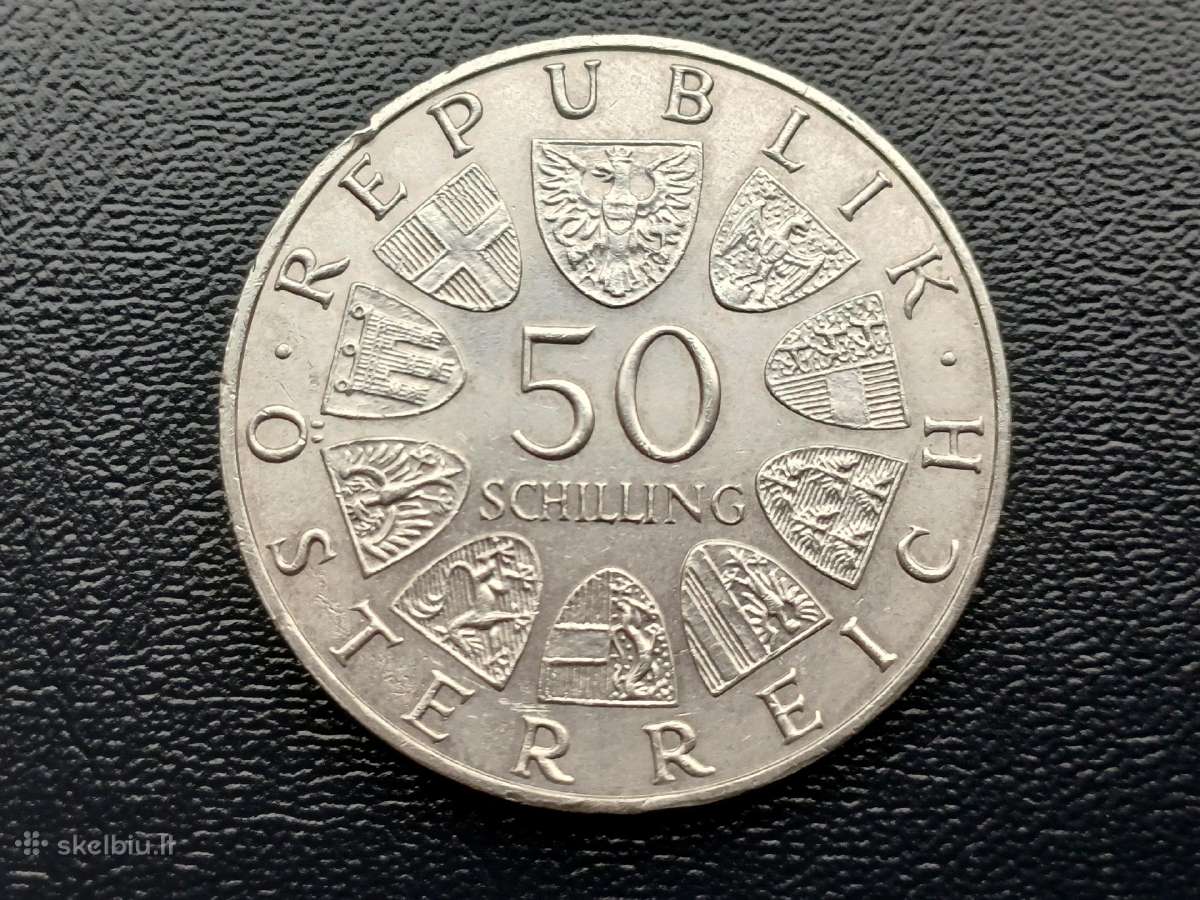 (656) 50 šilingų 1970m. Austrija 20g. sidabras 900