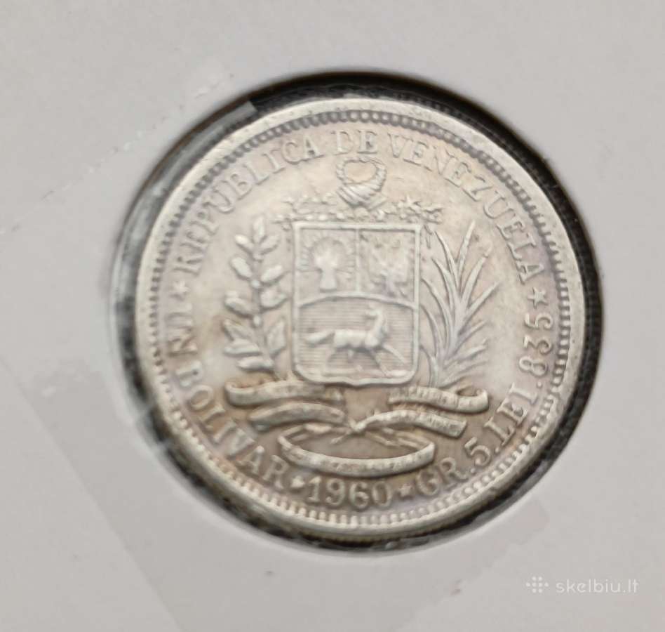 (655) 1 bolivaras 1960m. Venesuela sidabras