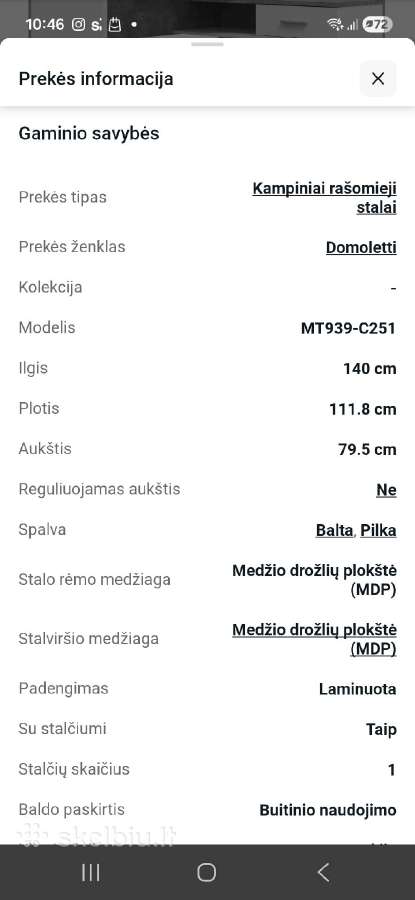 Kampinis rašomasis stalas - nuotraukos Nr. 6