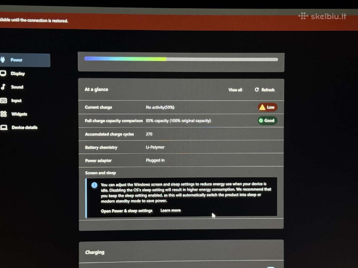 Dalimis Legion 5 16gb RAM 512gb SSD Gtx1650ti - nuotraukos Nr. 9
