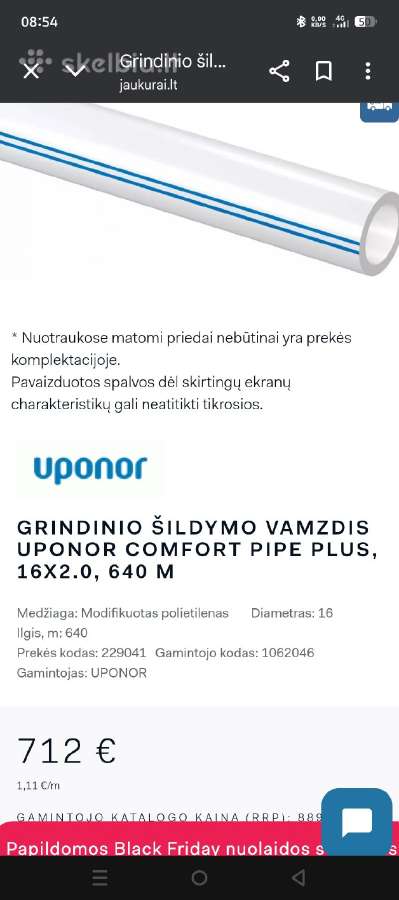 Parduodu grindų šildymo vamzdi Uponor