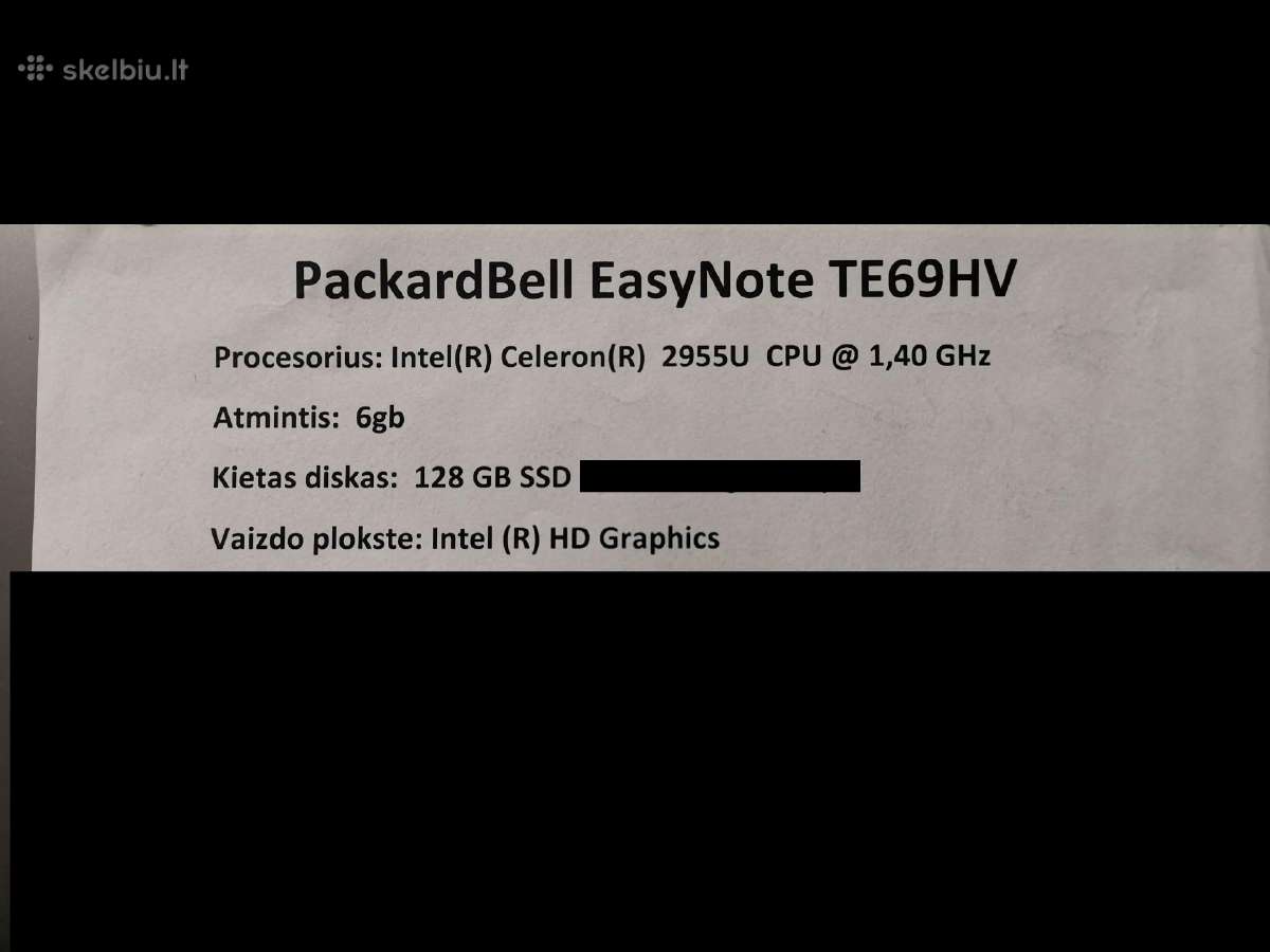 Packardbell Easynote Te69hv - nuotraukos Nr. 3