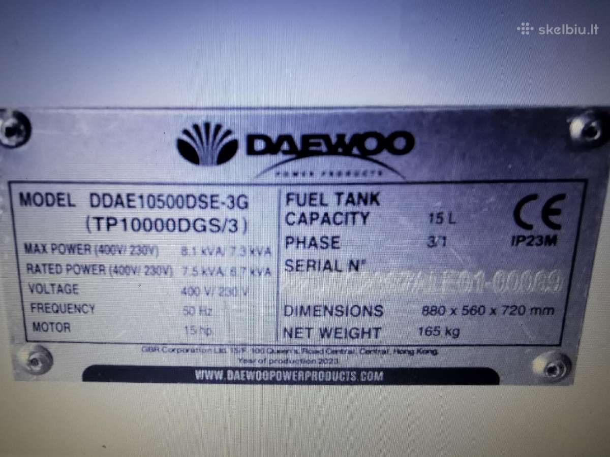 Generatorius Daewoo Ddae10500dse-3g Diesel 8.1kwa - nuotraukos Nr. 6