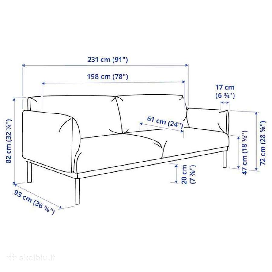 Ikea Äpplaryd trivietė sofa, Lejde pilka/juoda - nuotraukos Nr. 6