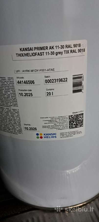 Metalo gruntas Helios Heliofast 11-30 Grey Tix,20l
