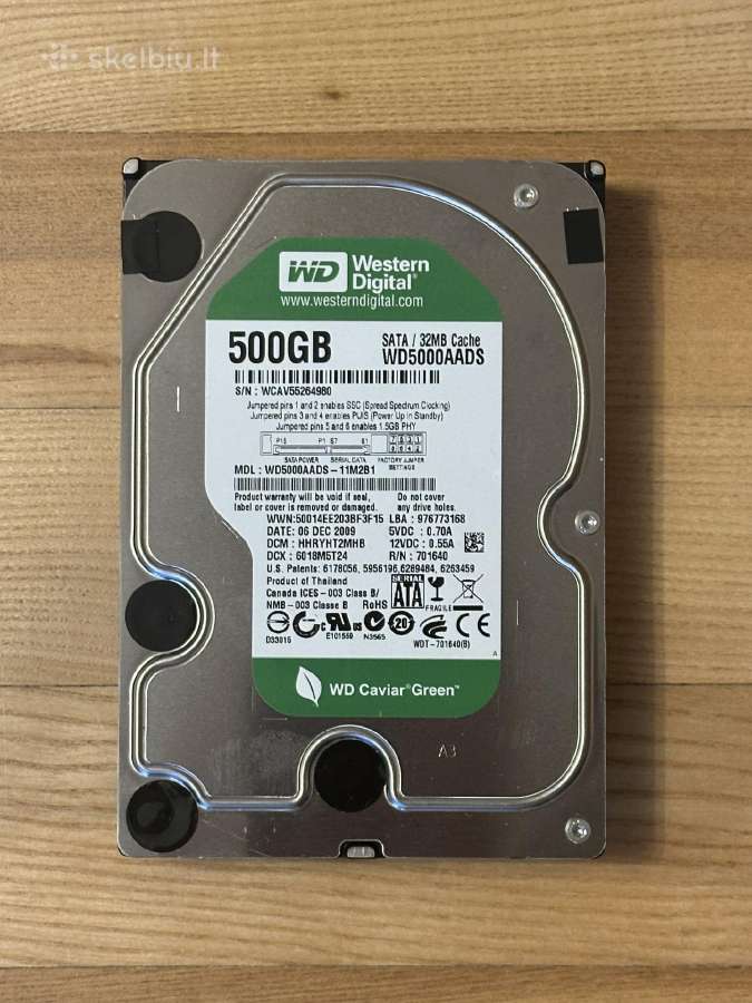 Kietasis diskas 500gb Western Digital Wd5000aads - nuotraukos Nr. 2