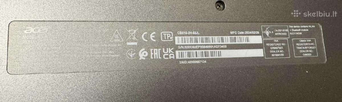 Loptopas Acer Chromebook plus 515 - nuotraukos Nr. 3