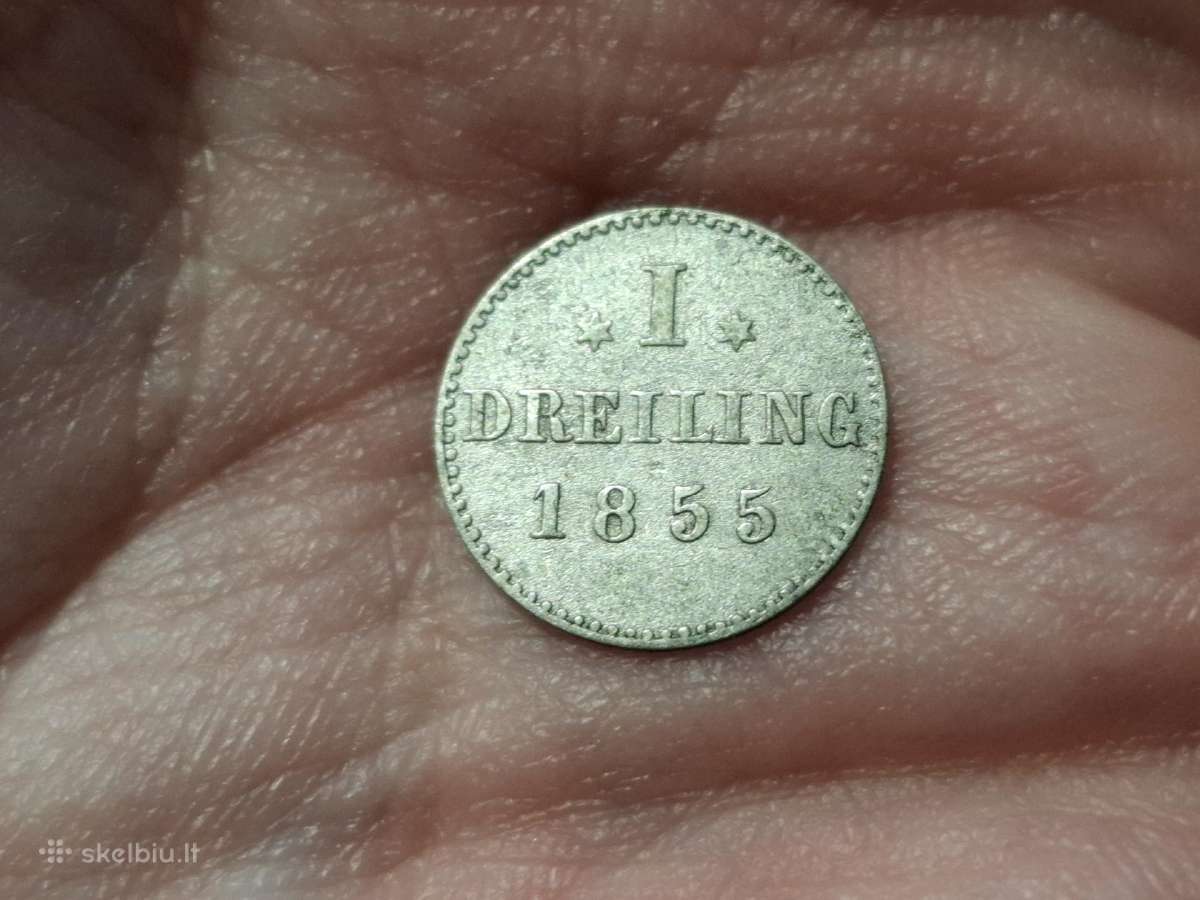 Hamburg 1 dreiling 1855 sidabras