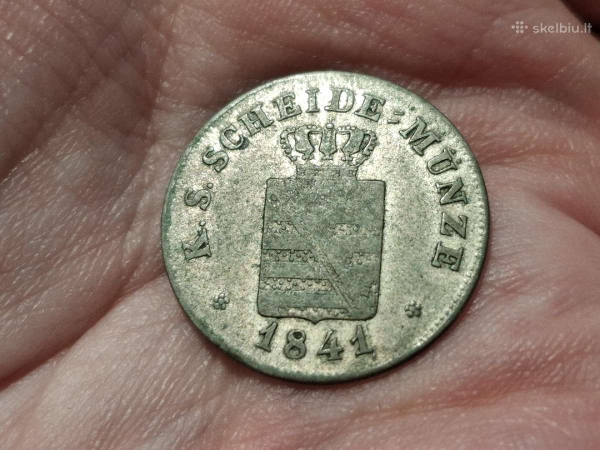Saksonija 2 grošai 1841 sidabras - nuotraukos Nr. 2
